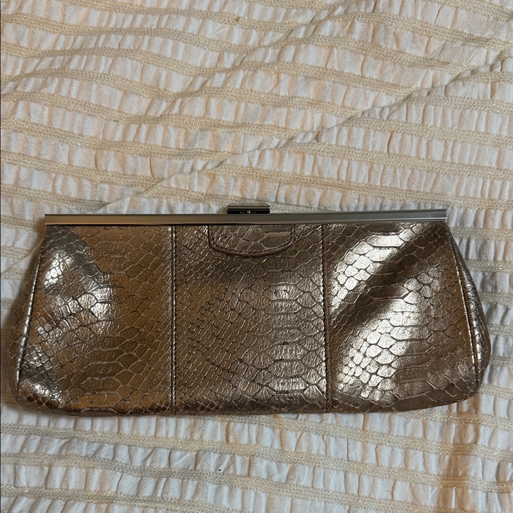 Banana Republic metallic leather Bronze Textured Clutch